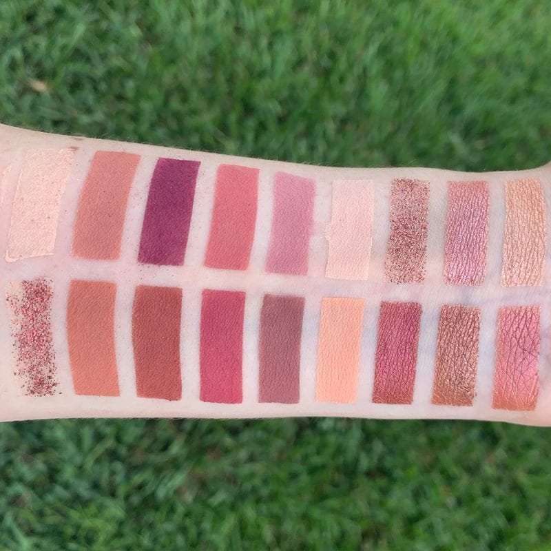 Huda Beauty the New Nude Palette Swatched on pale skin