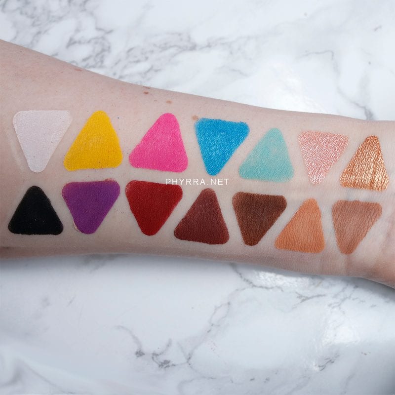 Lunar Beauty Life's a Drag Palette swatches on light skin