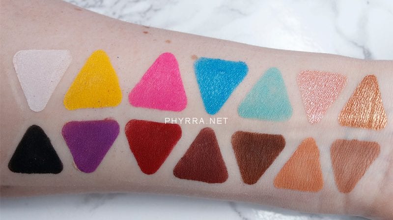 Lunar Beauty Life's a Drag Palette swatches on pale skin