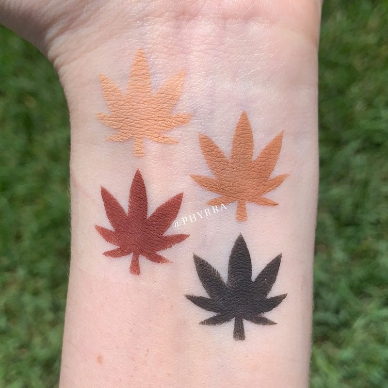 Melt Dark Matter Stack Swatches on Fair Skin