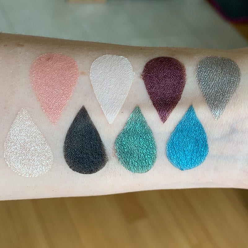 Elle + Mia Mermaid Goddess Palette swatches on pale skin