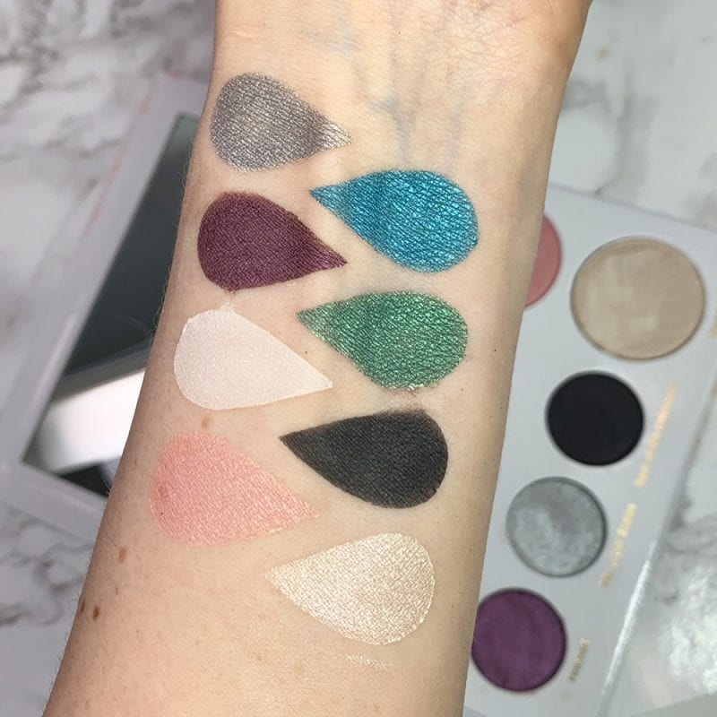 Elle + Mia Mermaid Goddess Palette swatches on light skin