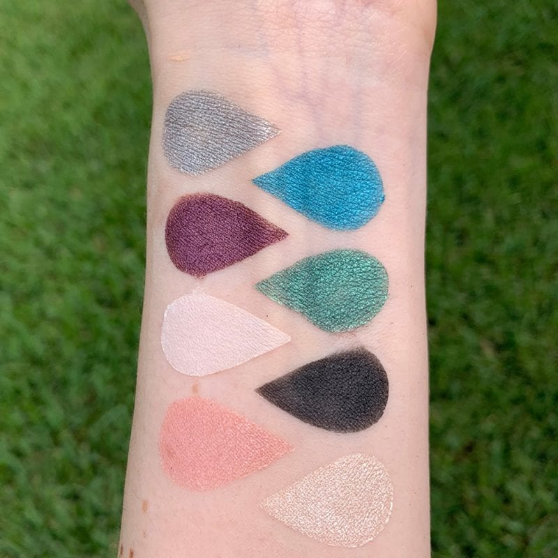 Elle + Mia Mermaid Goddess Palette swatches on fair skin