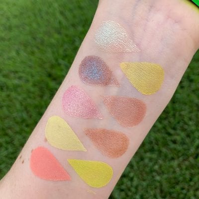 Huda Beauty Neon Obsessions Green palette swatches on Pale Skin