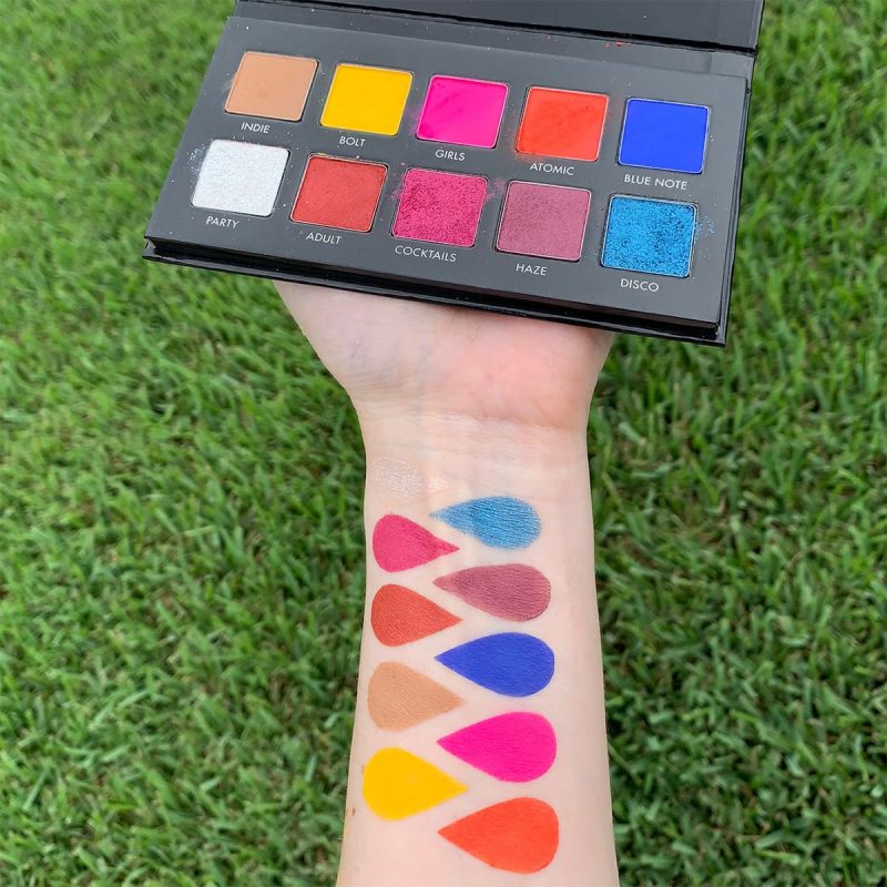 Lorac Neon Lights Palette Swatches on Pale Skin