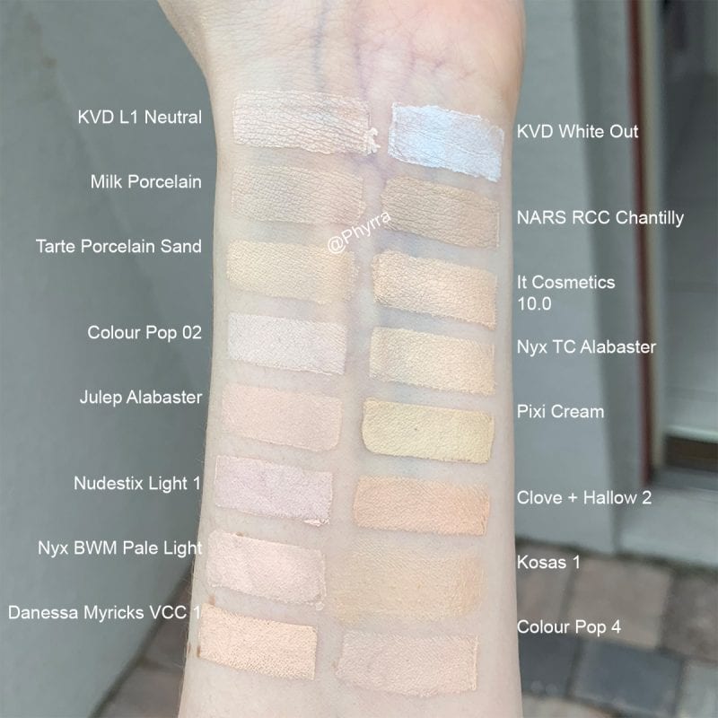 Milk Makeup Flex Concealer in Porcelain swatched on fair skin