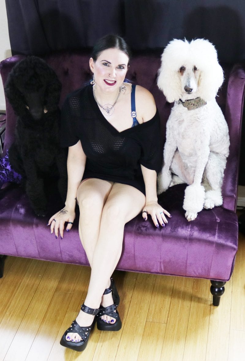 Courtney is with Nyx & Phaedra, her two standard poodles