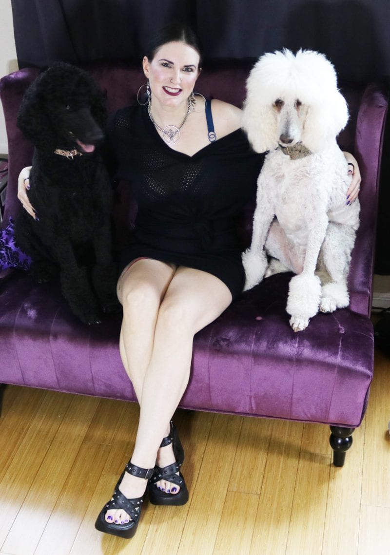 Courtney is with Nyx & Phaedra, her two standard poodles