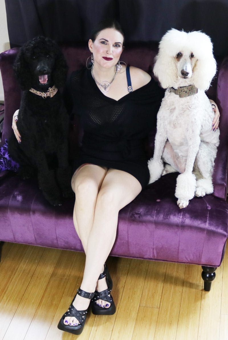 Courtney is with Nyx & Phaedra, her two standard poodles