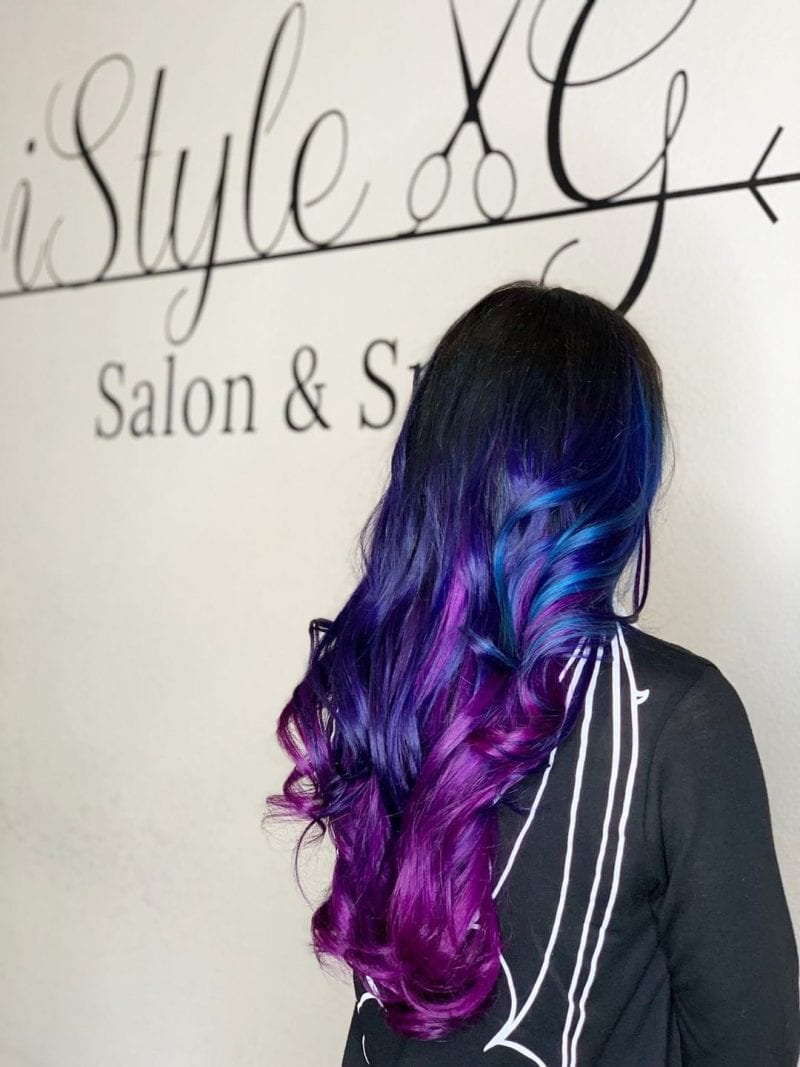 Pravana Vivids Violet, Blue & Wild Orchid hair.