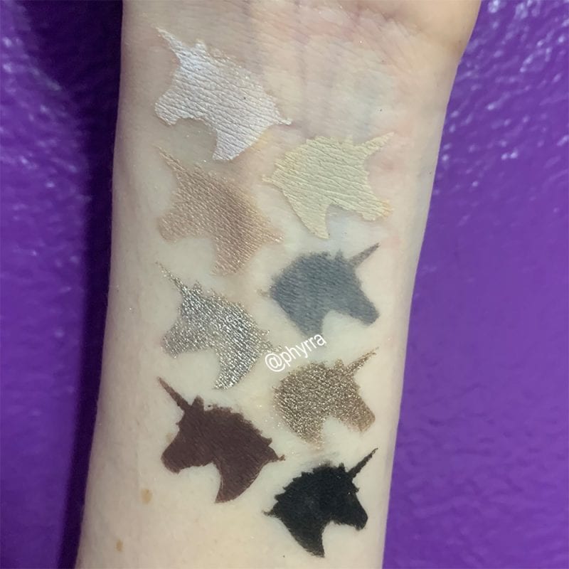 Lime Crime Venus Immortalis Palette swatches on light skin