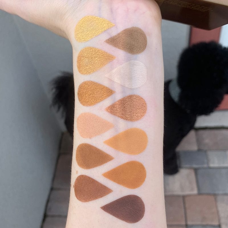 Urban Decay Naked Honey Palette swatches on porcelain skin