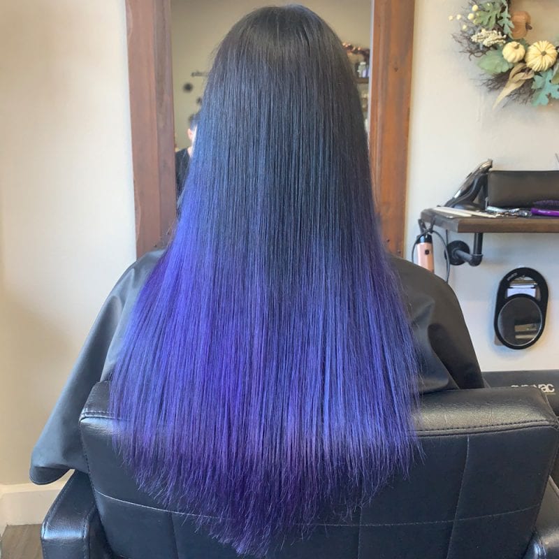 dark blue and purple hair