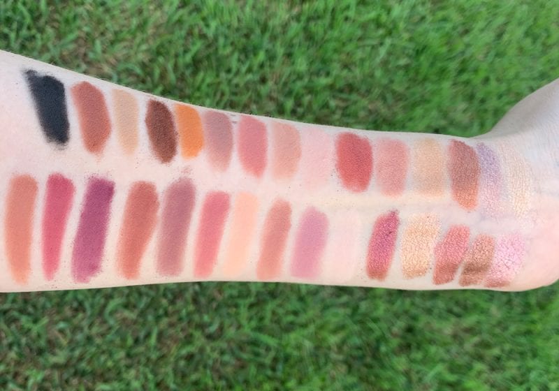 Moonslice Beauty Moonshake Palette compared to Huda Beauty New Nudes Palette swatches