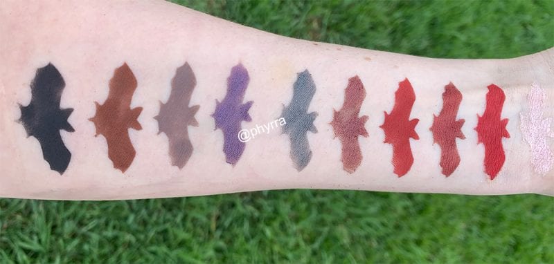Baby Bat Beauty Nox Palette swatches - vegan eyeshadow palette