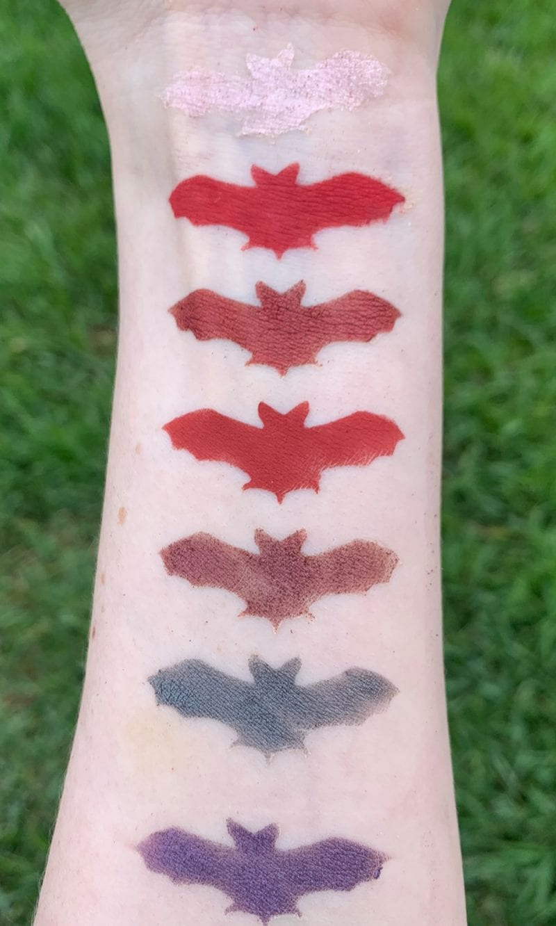 Baby Bat Beauty Nox Palette swatches on Light Skin