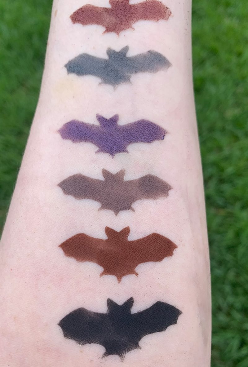 Baby Bat Beauty Nox Palette swatches on Pale Skin