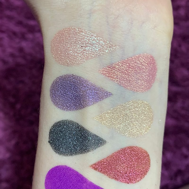 Tarte Chrome Paint Shadow Pots swatches on Pale Skin