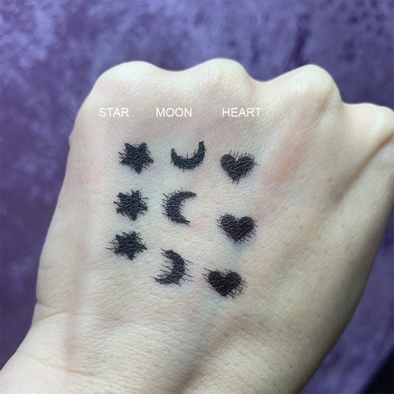 Milk Makeup Tattoo Stamps in Star, Moon, and Heart swatches