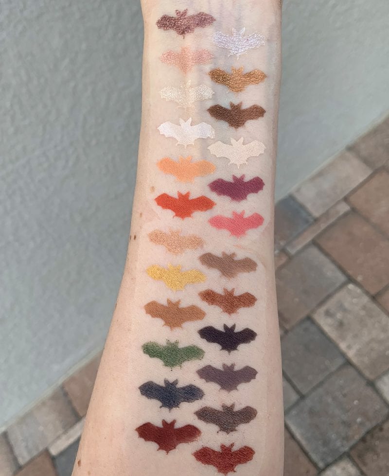 Nyx Chilling Adventures of Sabrina Spellbook Palette eyeshadow swatches on fair skin