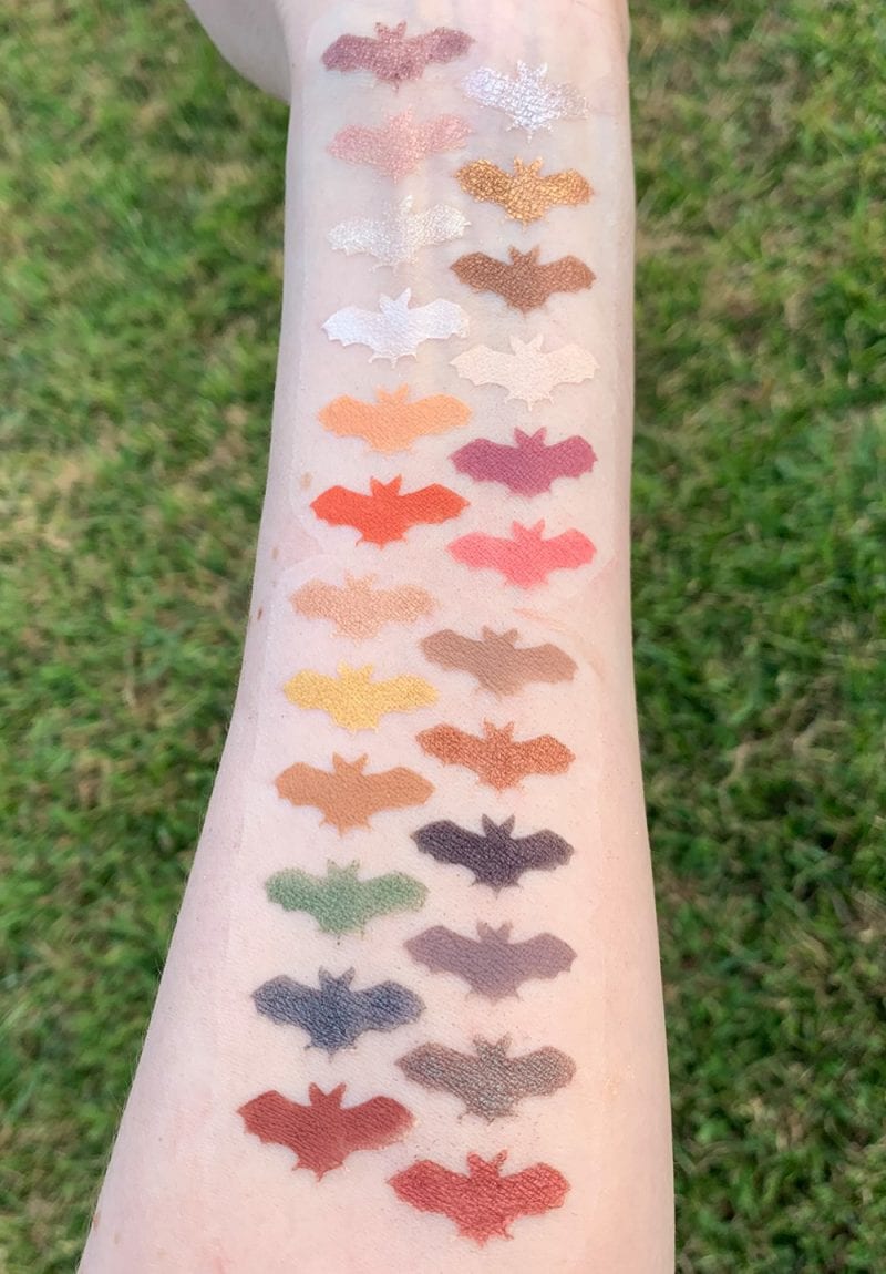 Nyx Chilling Adventures of Sabrina Spellbook Palette eyeshadow swatches on fair skin