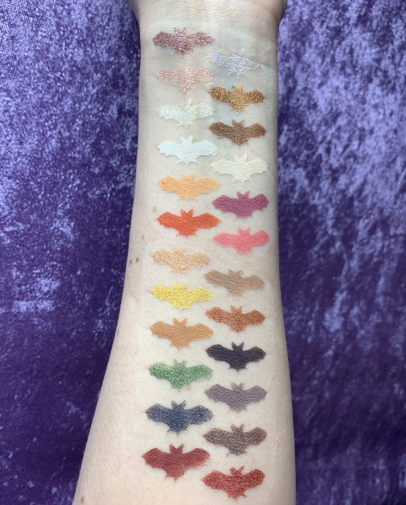 Nyx Chilling Adventures of Sabrina Spellbook Palette eyeshadow swatches on fair skin