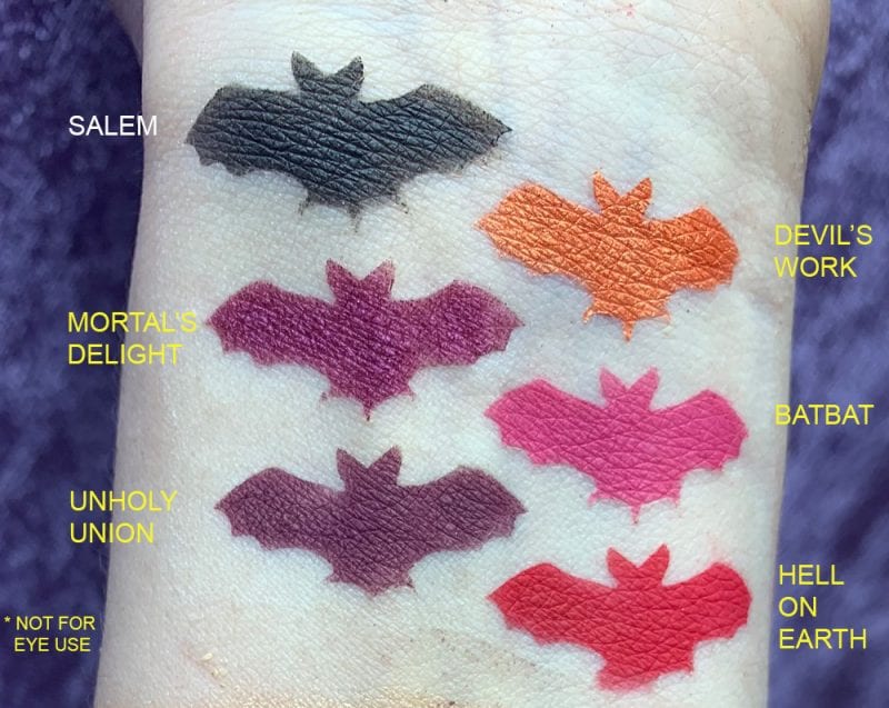 Nyx Chilling Adventures of Sabrina Spellbook Palette swatches on fair skin