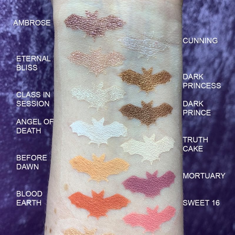 Nyx Chilling Adventures of Sabrina Spellbook Palette eyeshadow swatches on fair skin