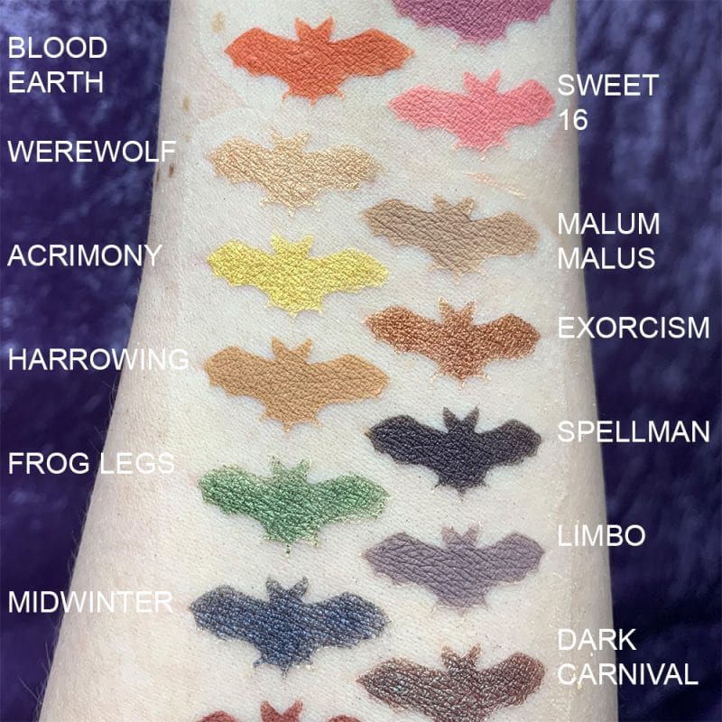 Nyx Chilling Adventures of Sabrina Spellbook Palette eyeshadow swatches on fair skin