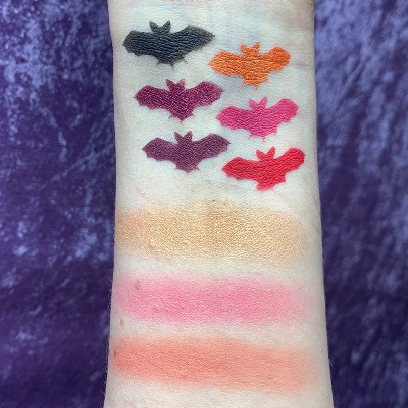 Nyx Chilling Adventures of Sabrina Spellbook Palette swatches on fair skin