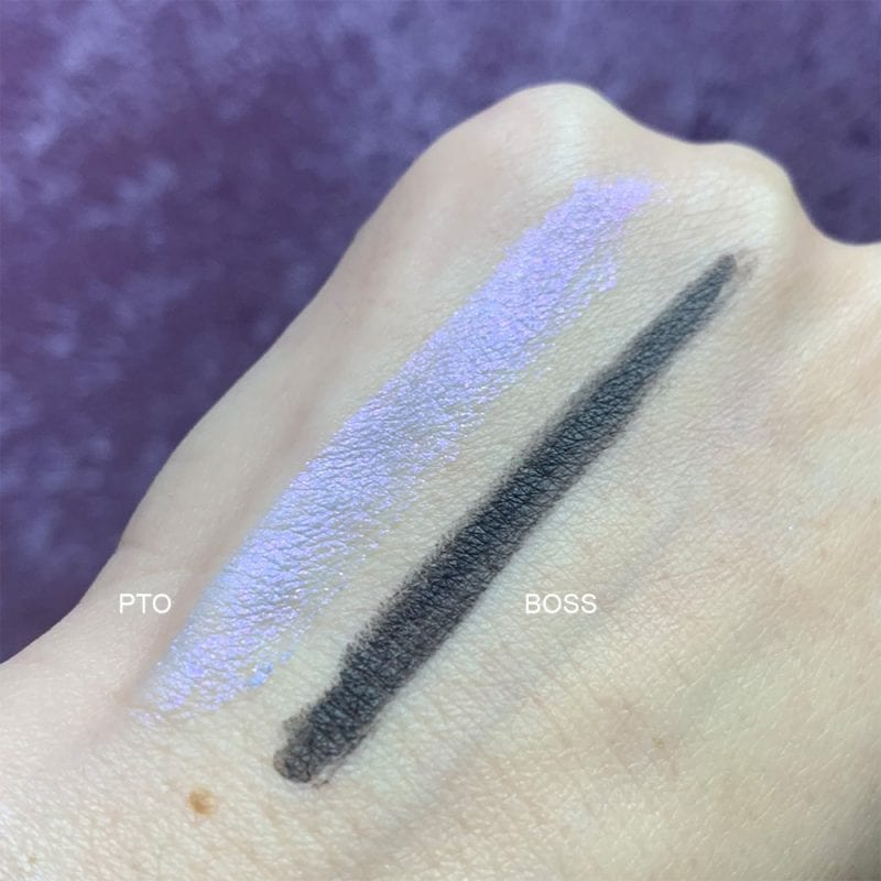 Milk Makeup Long Wear Gel Eyeliner in PTO and Boss swatches