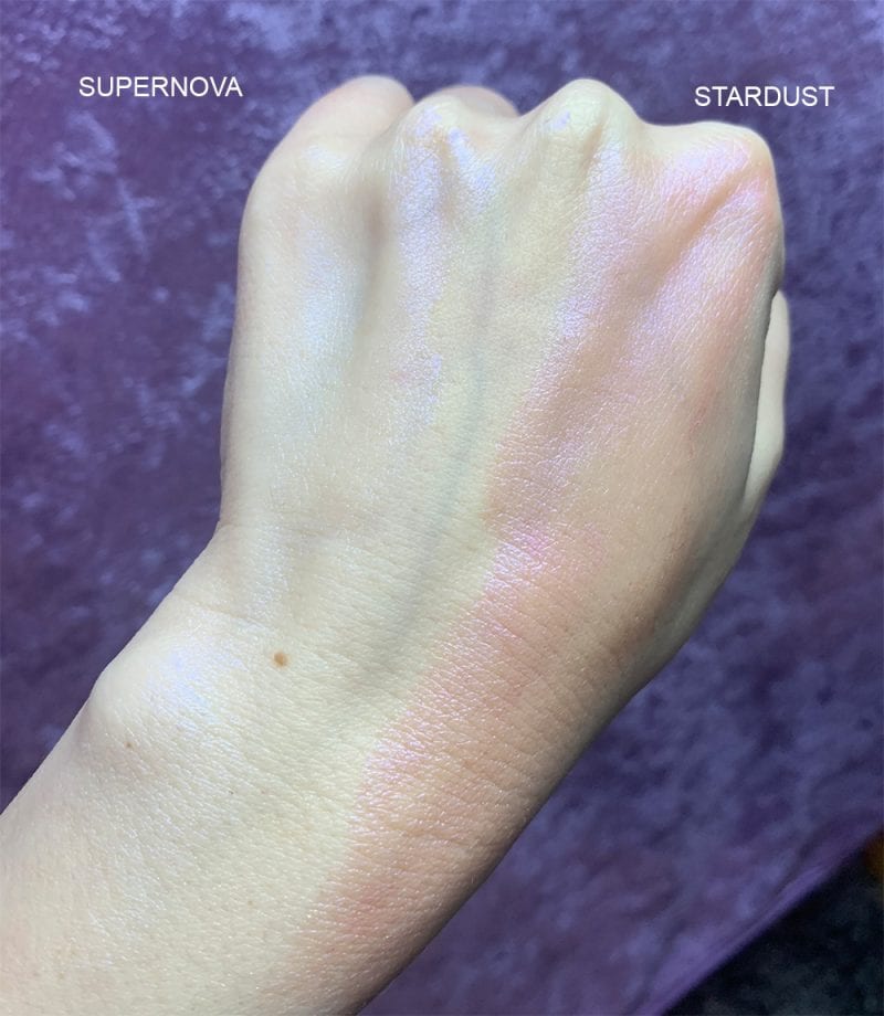 Milk Makeup Holographic Stick in Supernova and Stardust swatches