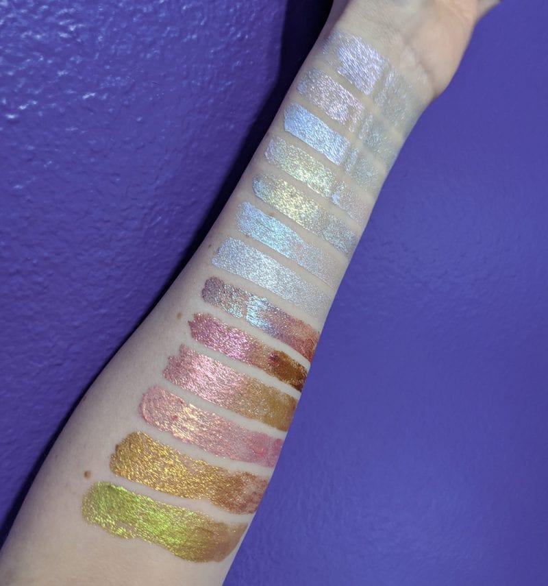 Kristen Leigh Glimmer Gels Swatches on Light Skin