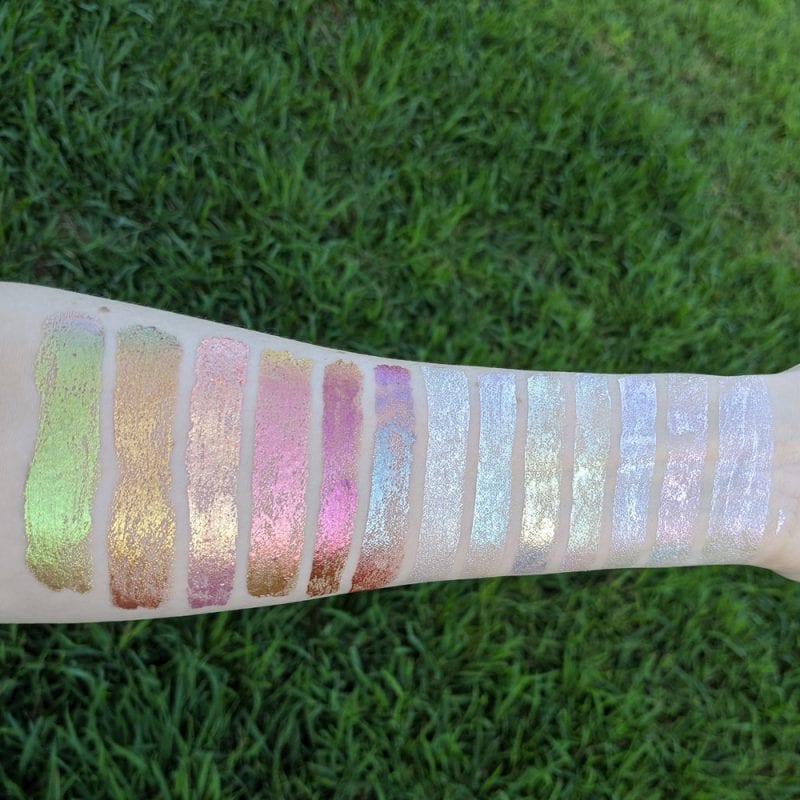 Kristen Leigh Glimmer Gels Swatches on Pale Skin