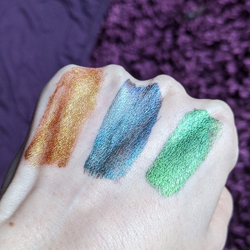 JD Glow Liquid Multichromes Eyeshadows Swatches - Sphinx, Umm.., See Weed