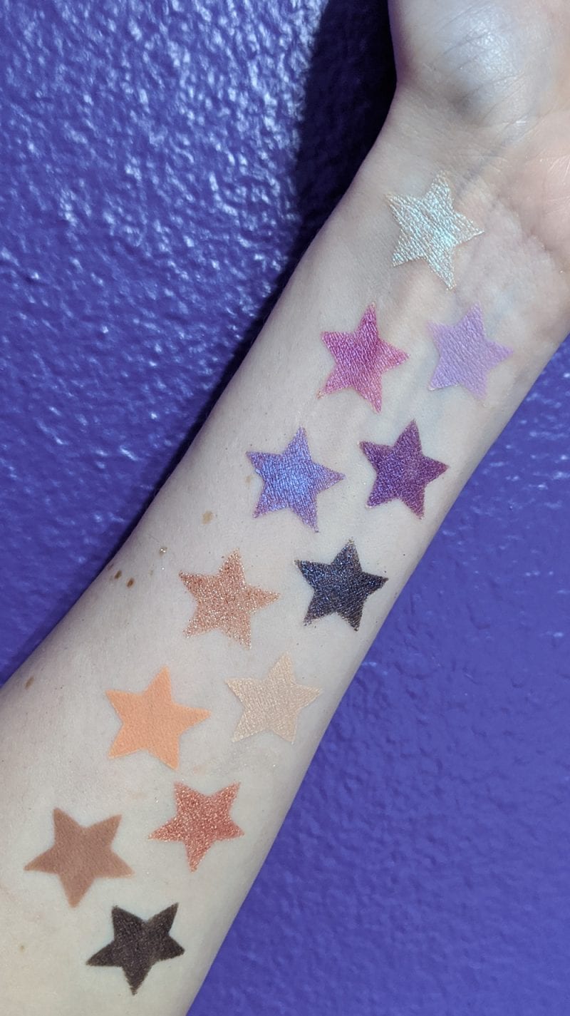 Urban Decay Naked Ultraviolet Palette swatches on fair skin