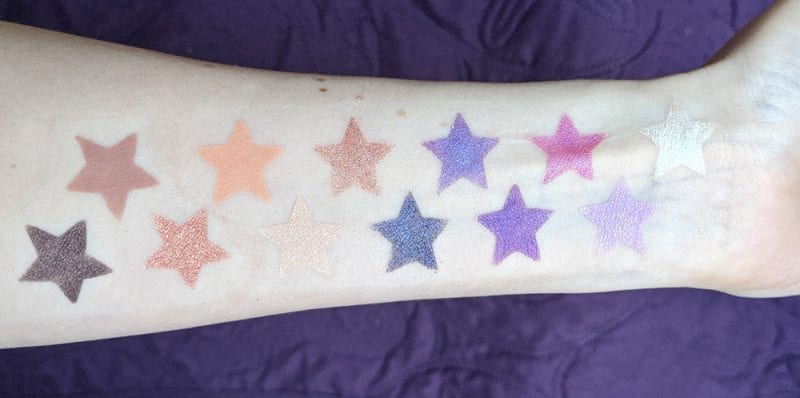 Urban Decay Naked Ultraviolet Palette swatches on pale skin