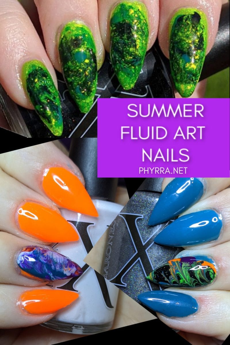 Baroness X Summer Fluid Art Nails