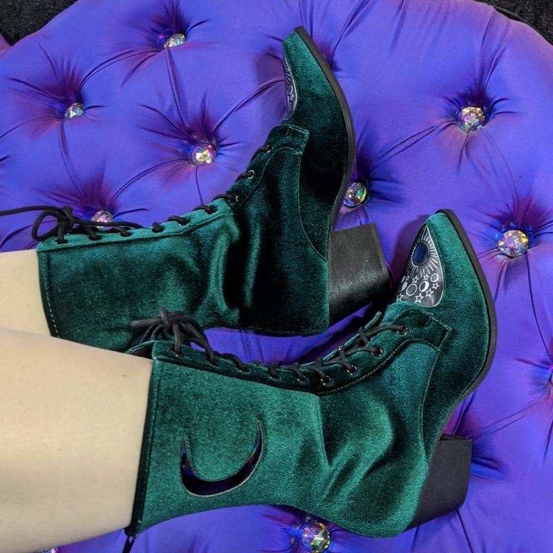 Strange Cvlt Green Velvet Spirit Boots