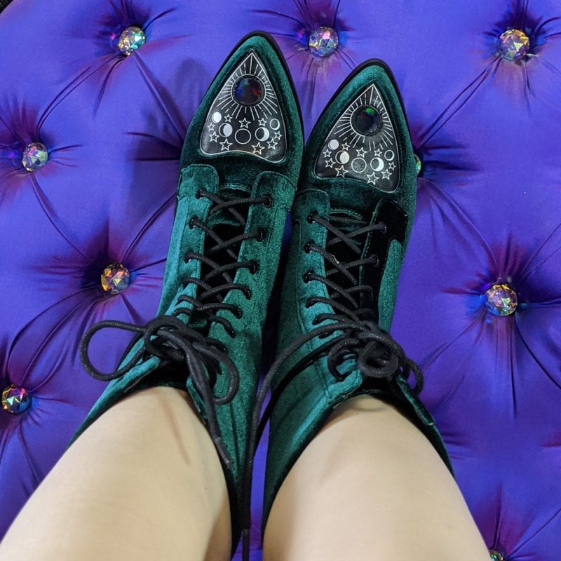 Strange Cvlt GrStrange Cvlt Green Velvet Spirit Bootseen Velvet Spirit Boots