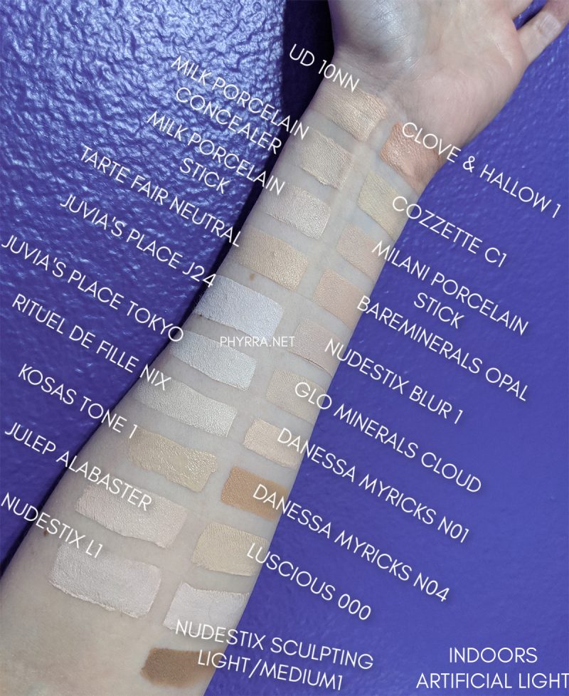 Fair Concealers and Stick Foundations swatches