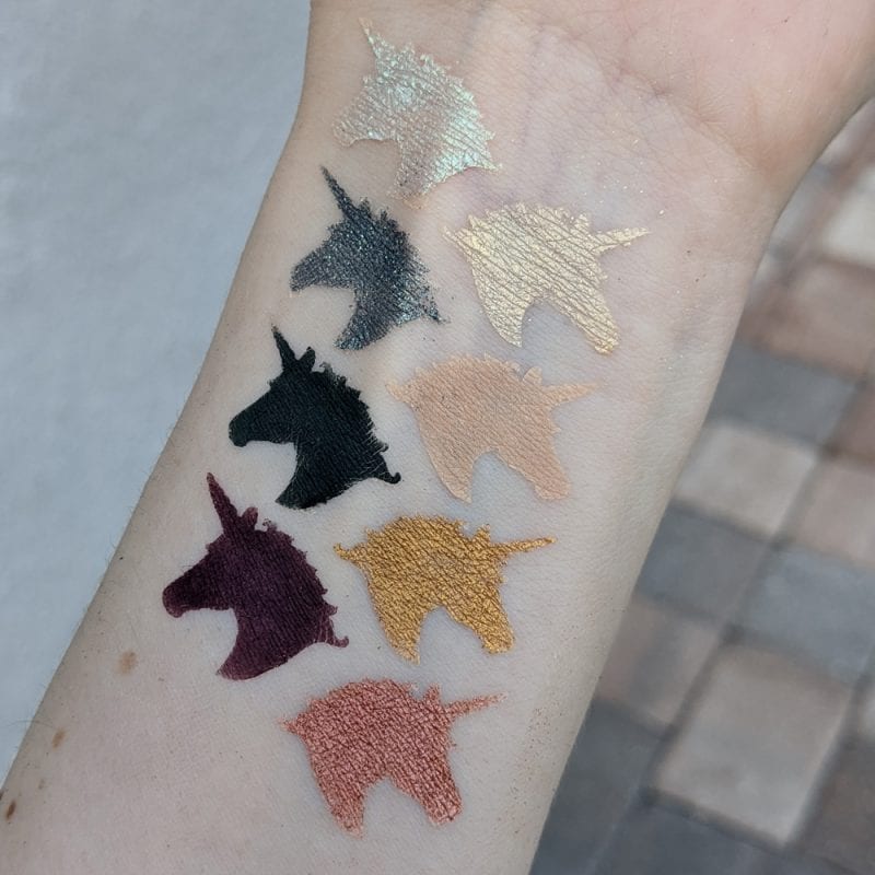 Lime Crime Prelude Chroma Palette swatches on fair skin