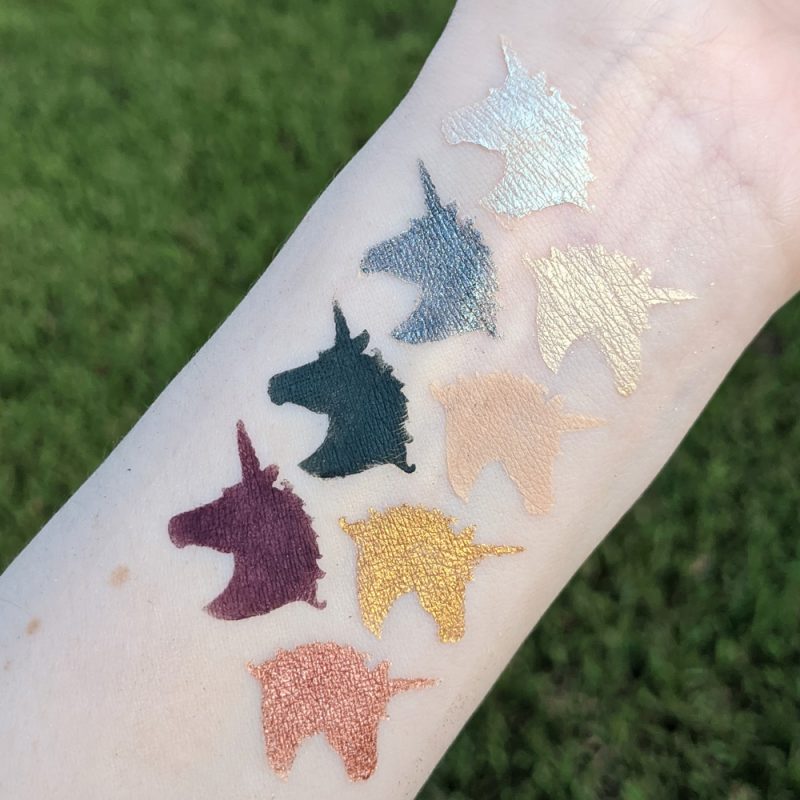 Lime Crime Prelude Chroma Palette swatches on fair skin