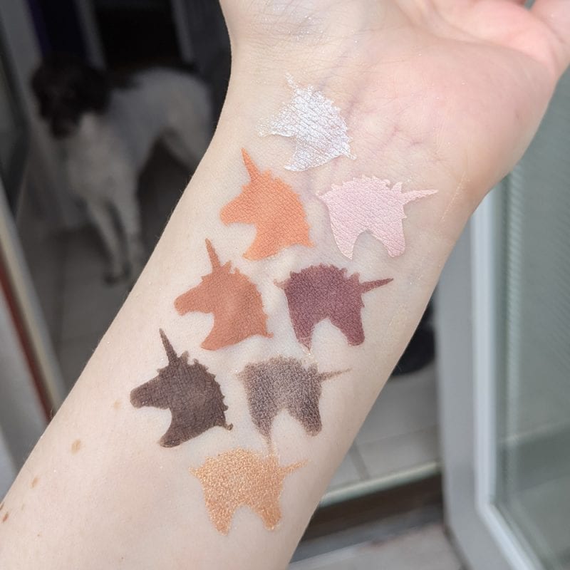 Lime Crime Prelude Exposed Swatches on Pale Skin