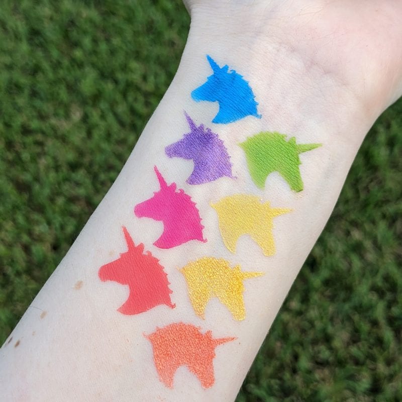 Lime Crime Venus Vivid Palette Swatches on fair skin