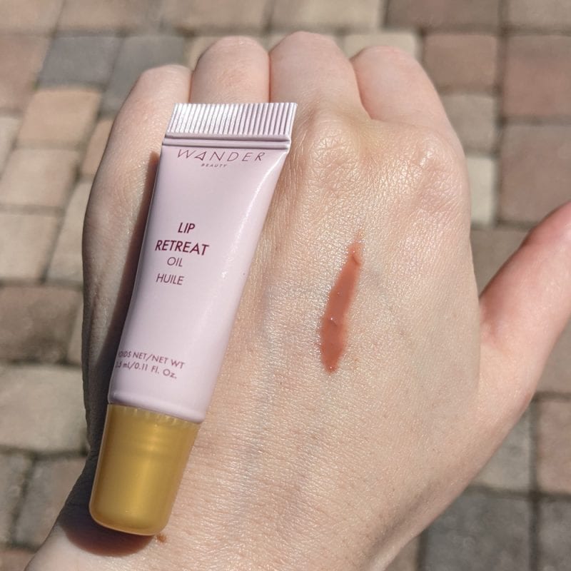 Wander Beauty Lip Retreat Oil in Skinny Dip Swatch on Fair Skin