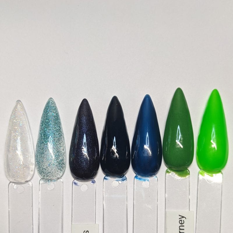 Blue and Green Gel Nail Polish Swatches