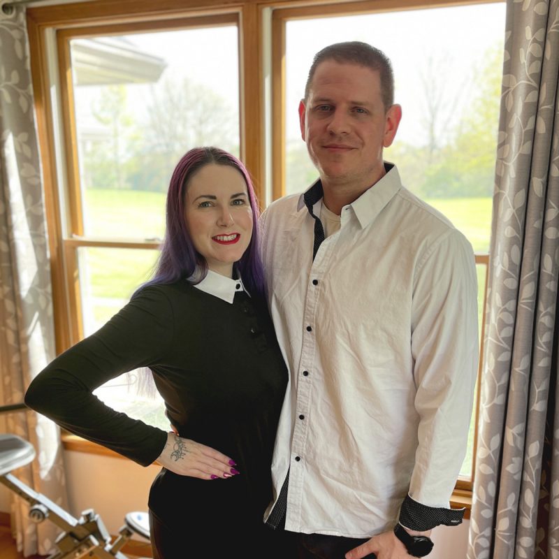 Courtney and Dave in parents' farmhouse