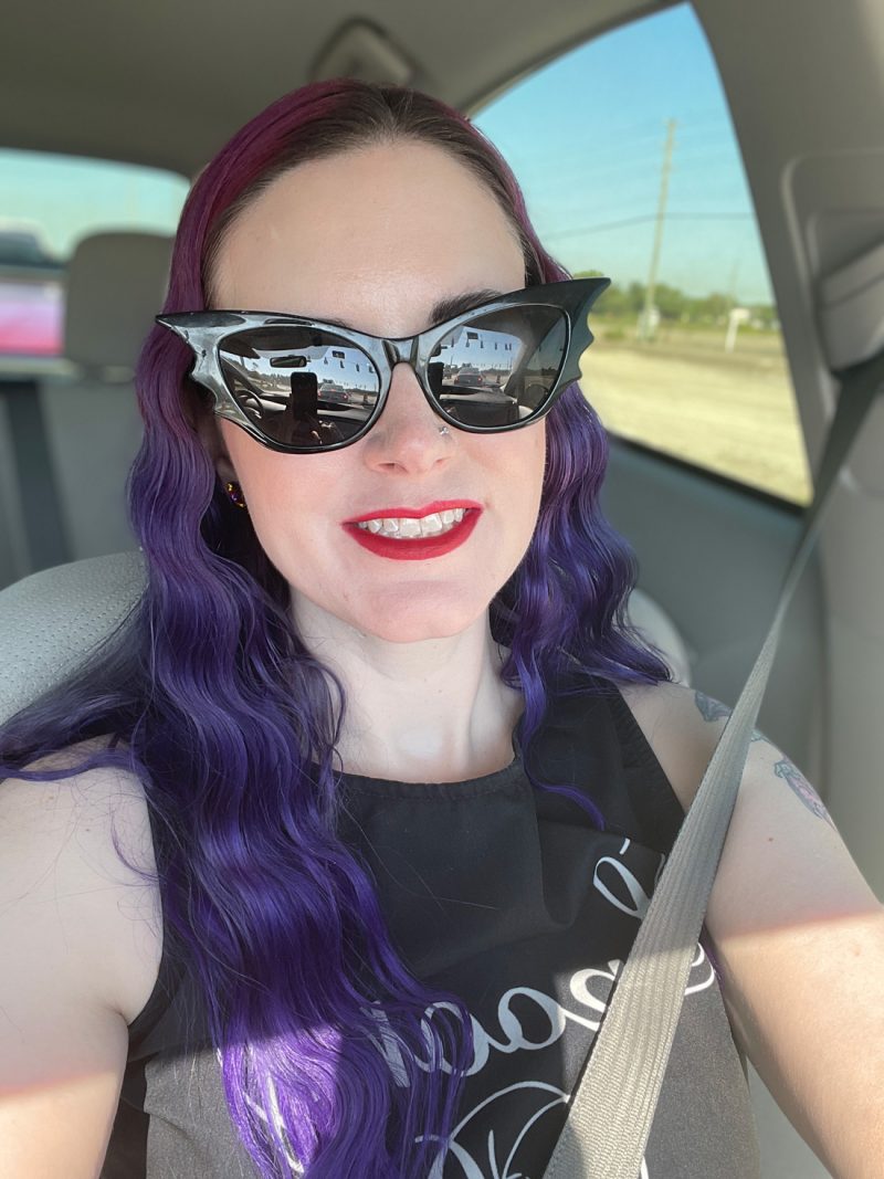 Phyrra with purple waves in her hair