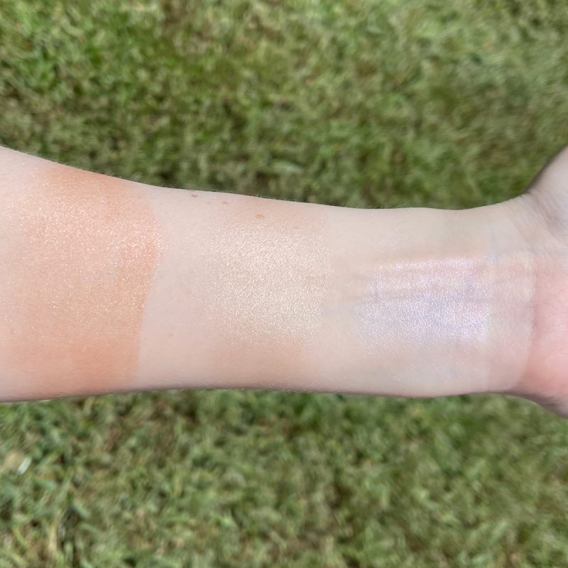 Lime Crime Sunkissed Glimmering Skin Sticks swatches on fair skin